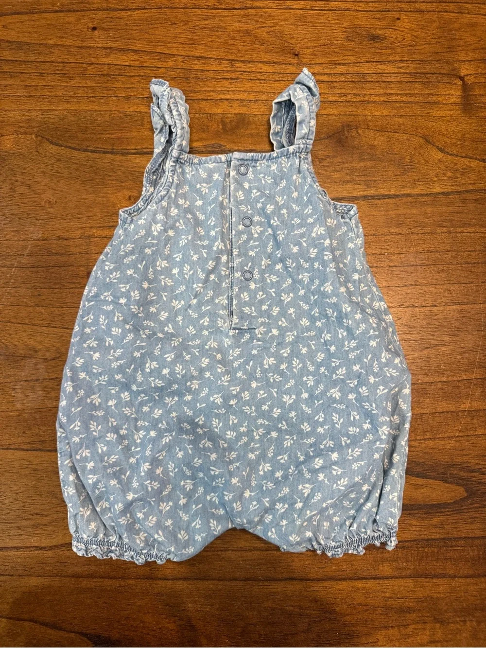 Carter's Light Blue Floral Bubble Romper with Ruffle Straps